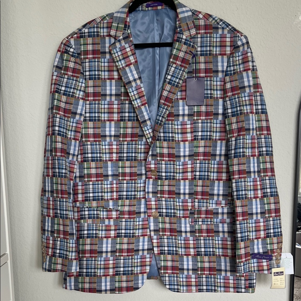 Alan Flusser Patchwork Checkered Suit Jacket Blaz… - image 2
